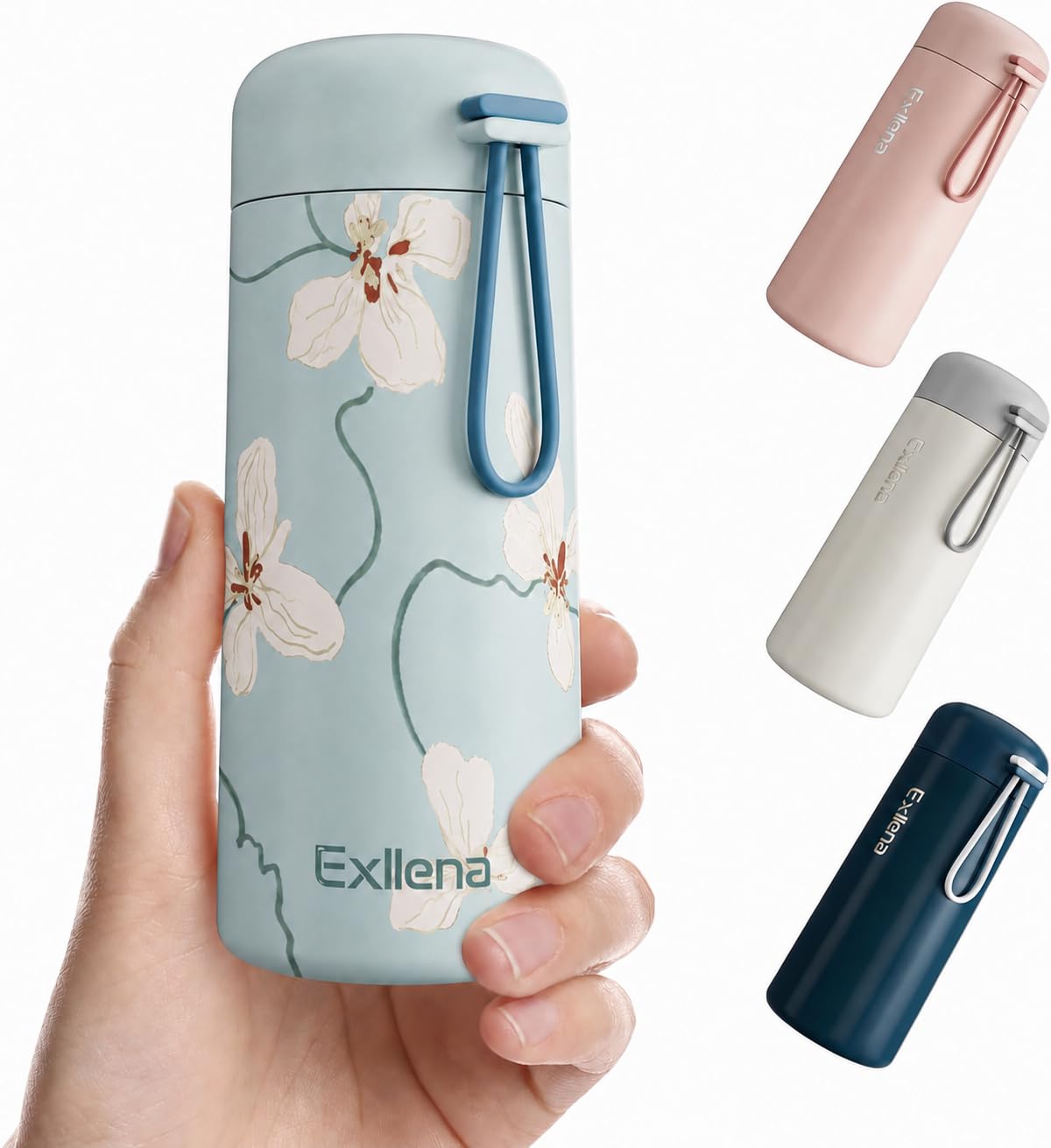 Exllena Mini Water Bottle 5oz, This is A EXTRA MINI Flask! Small Insulated Water Bottle for Hot&Cold Drinks, Water Bottle Purse with Carry Handle - 100% Leakproof Perfect for Travel...(Mint)