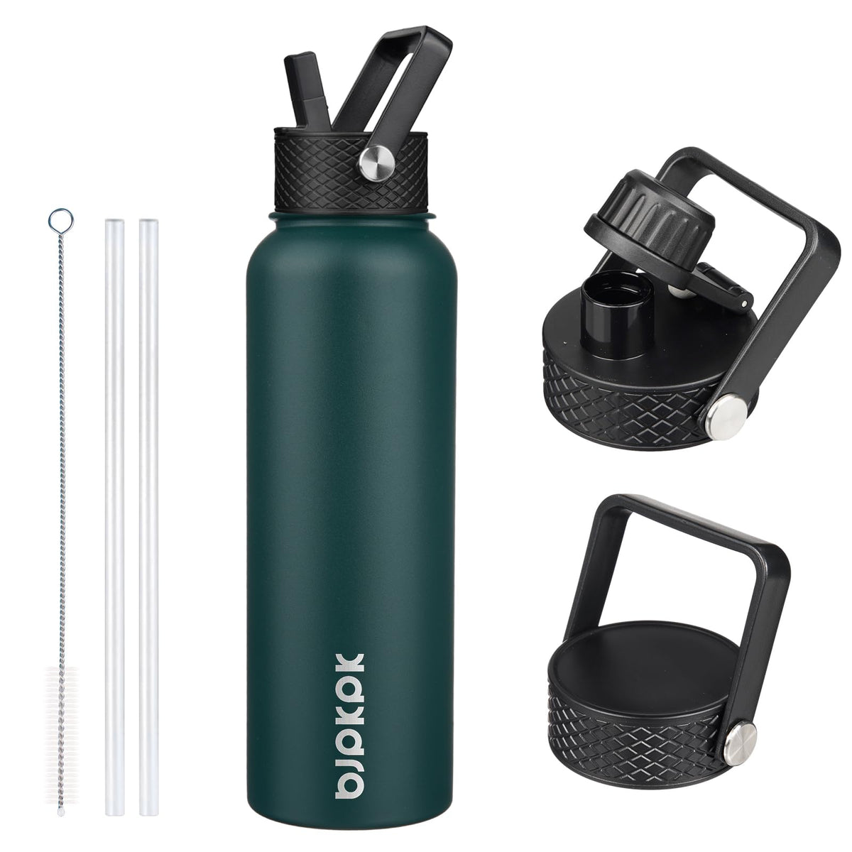 BJPKPK 64oz Insulated Water Bottle, Half Gallon Water Jug with Straw Lid