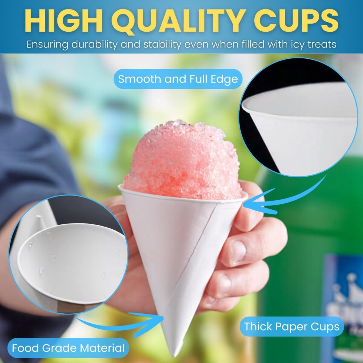 Disposable White Paper Cone Cups (Pack of 200-4.5 oz) Eco-Friendly, Leak-Proof, Ideal for Events, Water Coolers, Quick Hydration & Efficient Cleanup