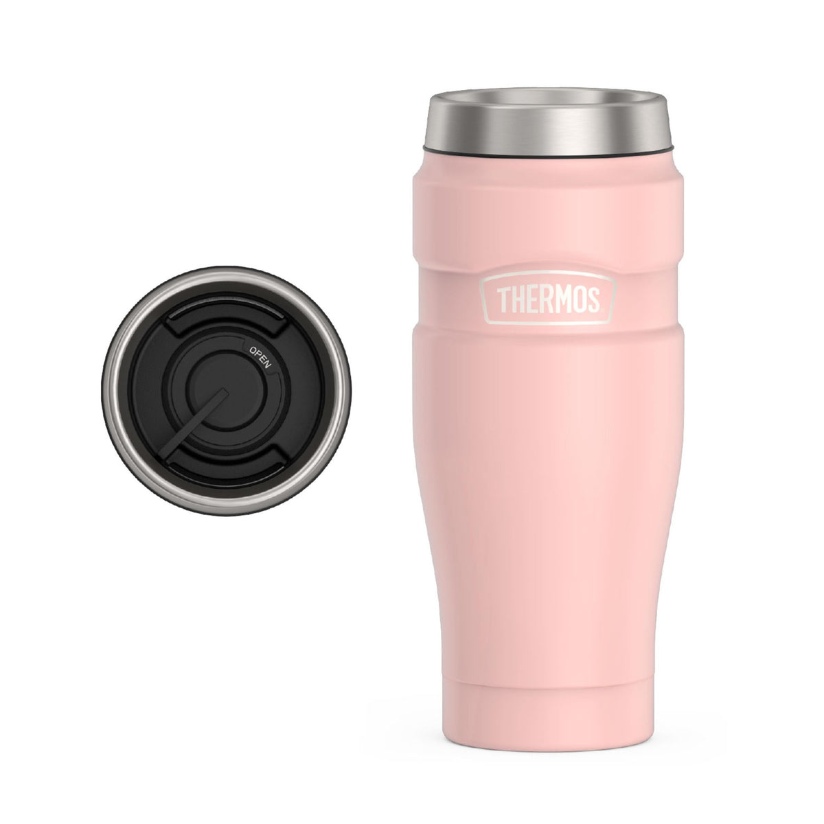 THERMOS Stainless King Vacuum-Insulated Travel Tumbler, 16 Ounce, Matte Steel