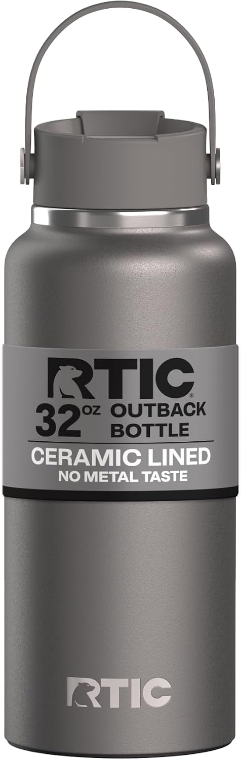 RTIC 32oz Outback Water Bottle, Ceramic Lined, Graphite