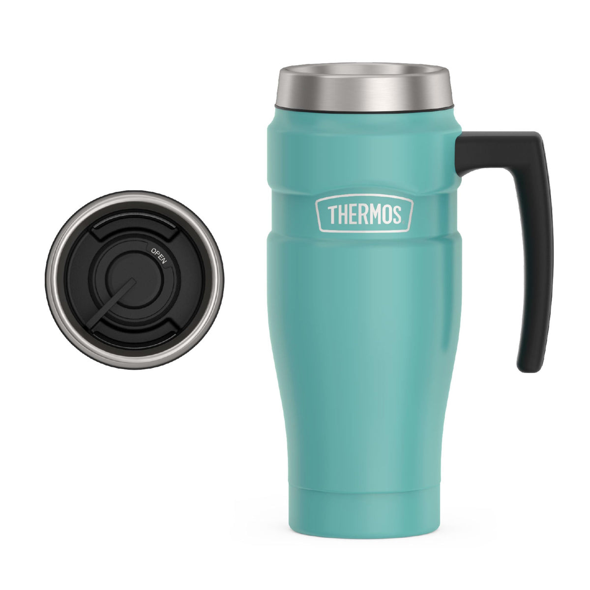 THERMOS Stainless King Vacuum-Insulated Travel Tumbler, 16 Ounce, Matte Steel