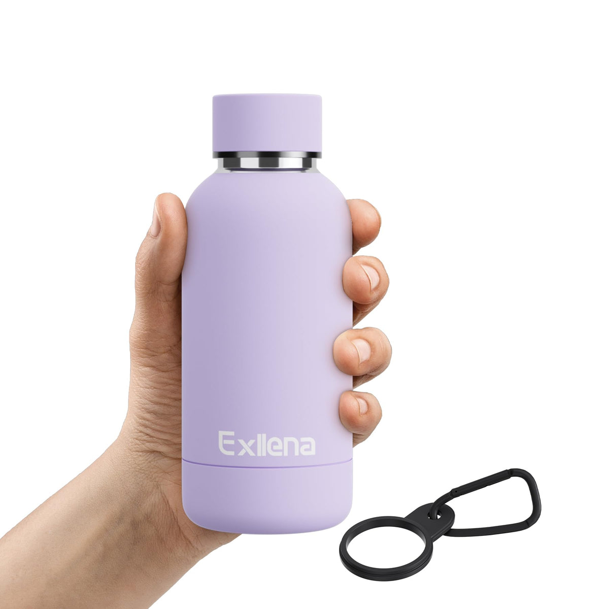 Exllena Small Water Bottle 12oz with Clip, Double Wall Stainless Steel Vacuum Small Insulated Water Bottle Keeps Drinks Cold 24 Hrs/Hot 12 Hrs for Kids Handbag School BPA Free (Mint)