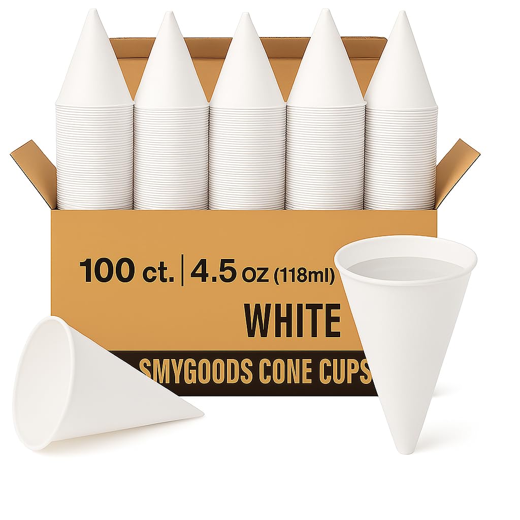 Disposable White Paper Cone Cups (Pack of 400-4.5 oz) Eco-Friendly, Leak-Proof, Ideal for Events, Water Coolers, Quick Hydration & Efficient Cleanup