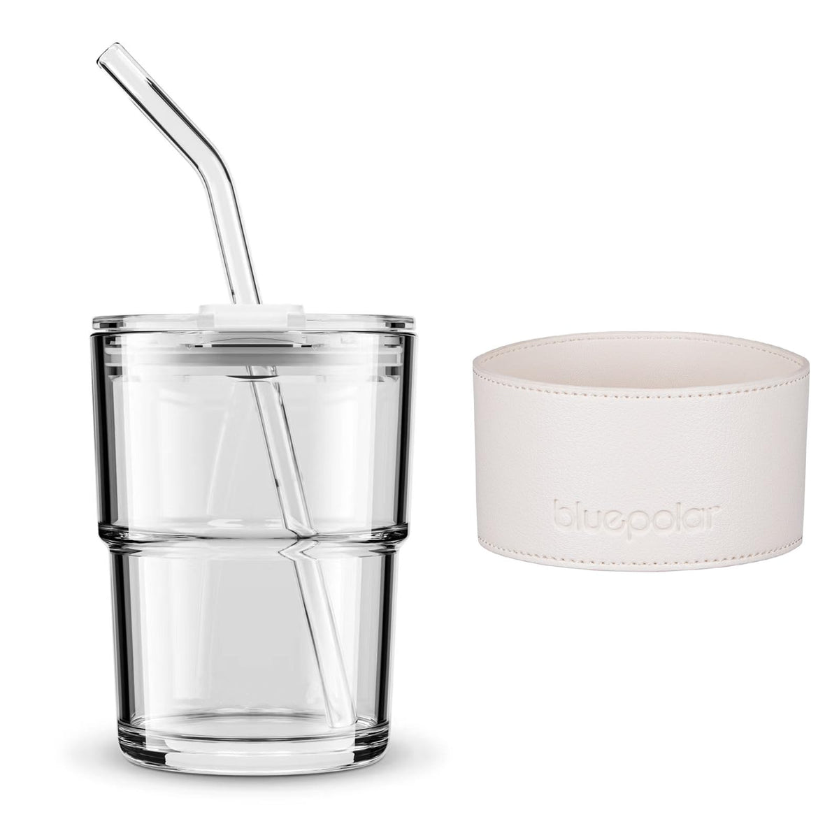 BLUEPOLAR 13oz/400ml Tumbler Water Glass, Cups with Straw and Lid Sealed Carry on for Coffee, Iced Tea, Thick Wall Insulated Glass Cup (Amber)…