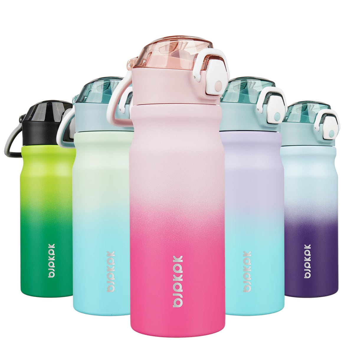 BJPKPK 18 oz Water Bottle with Straw & Handle, Insulated Stainless Flask