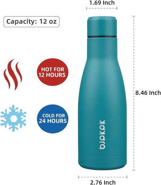 BJPKPK 12 oz Small Mini Water Bottle, Insulated Stainless Steel Flask