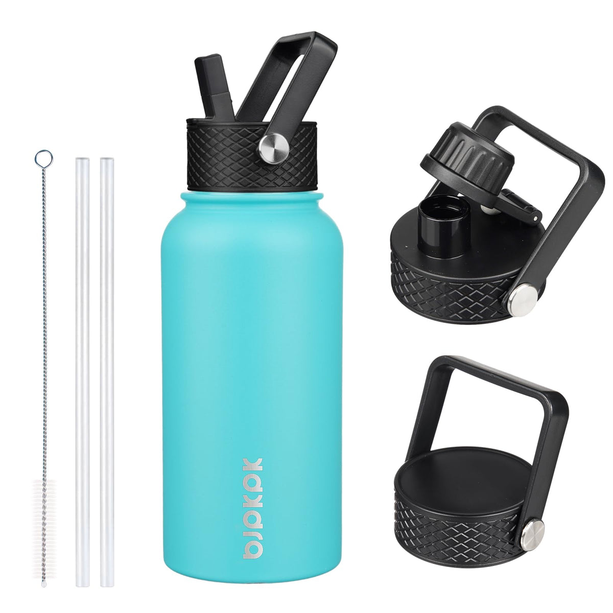 BJPKPK 64oz Insulated Water Bottle, Half Gallon Water Jug with Straw Lid