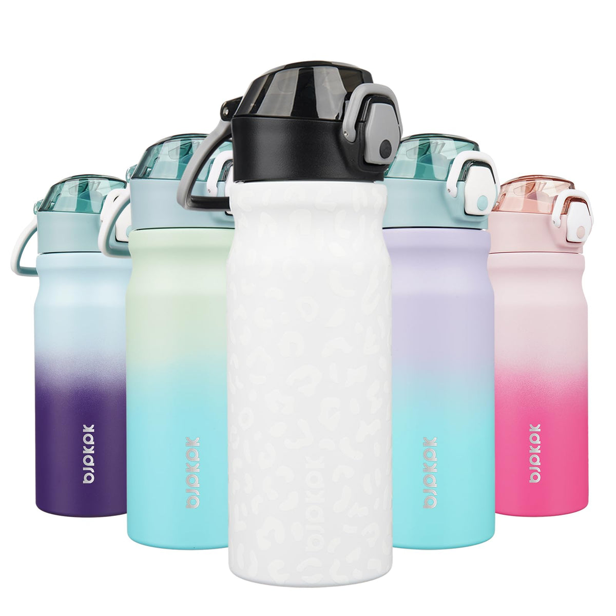 BJPKPK 18 oz Water Bottle with Straw & Handle, Insulated Stainless Flask