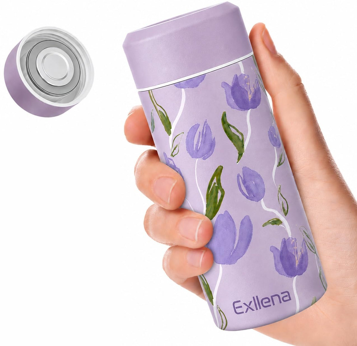 【Upgraded】Exllena Small Insulated Water Bottle 8 oz/250ml– Mini Insulated Water Bottle for Hot & Cold Drinks, Perfect Small Flask for Travel, Purse...(Lake Blue)