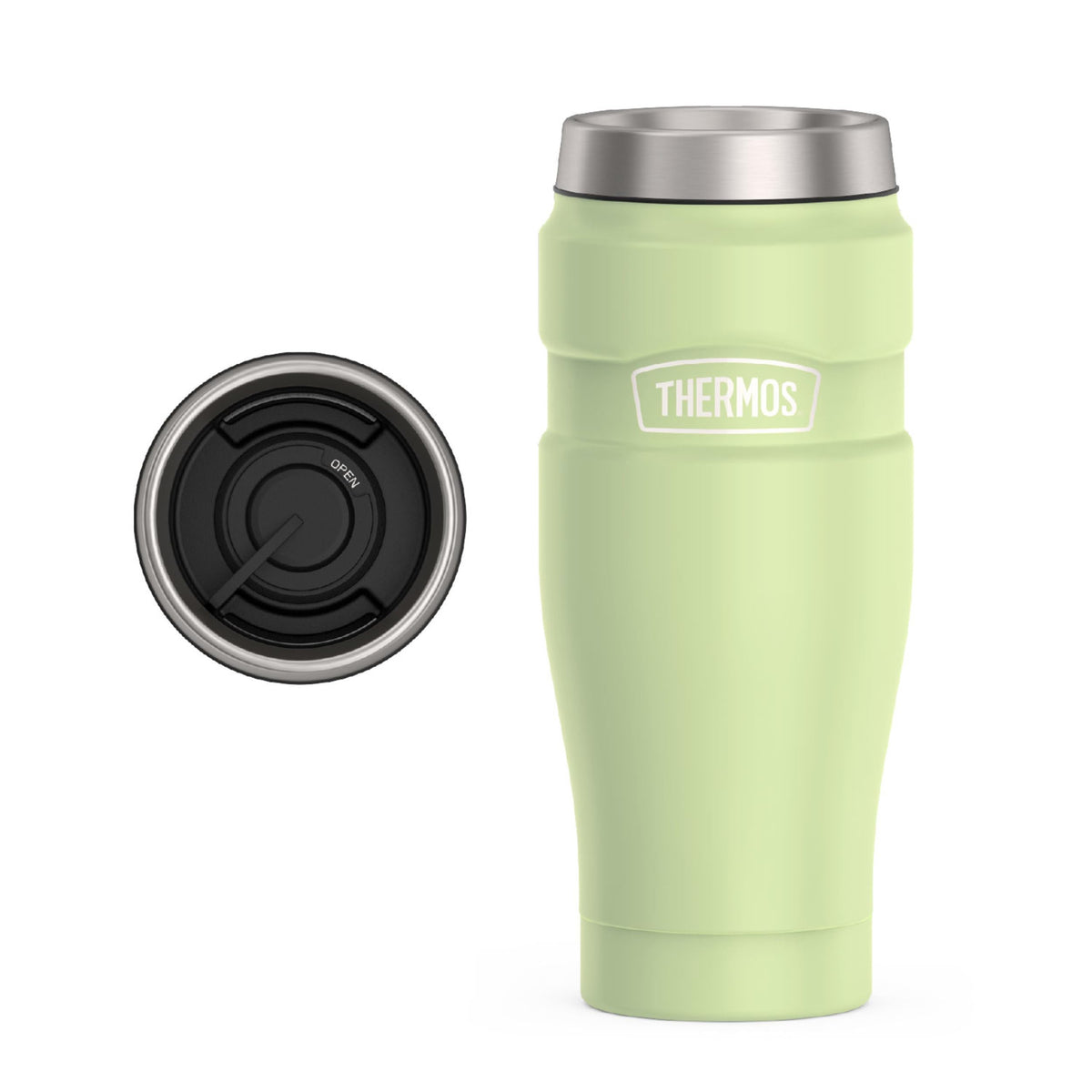 THERMOS Stainless King Vacuum-Insulated Travel Tumbler, 16 Ounce, Matte Steel