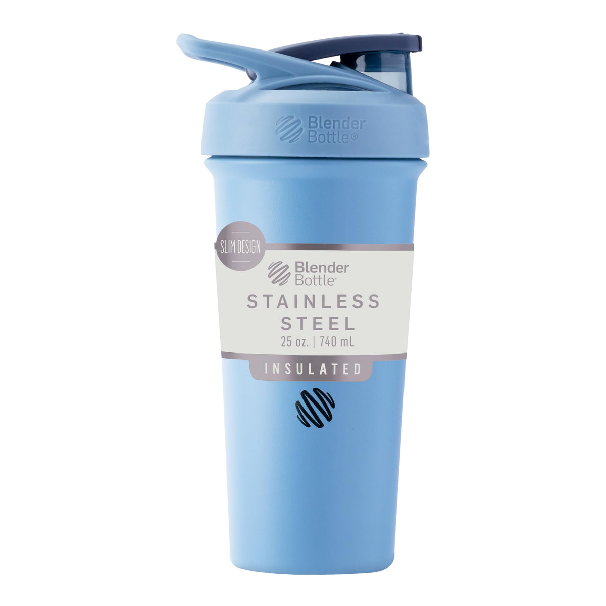 BlenderBottle Sport Flip Stainless Steel Shaker Bottle 24 oz Black