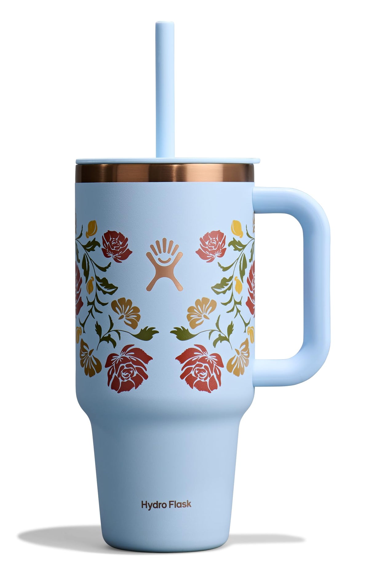 Hydro Flask Travel Tumbler with Handle, Lid and Straw - Insulated Stainless Steel in 40 Oz Trillium