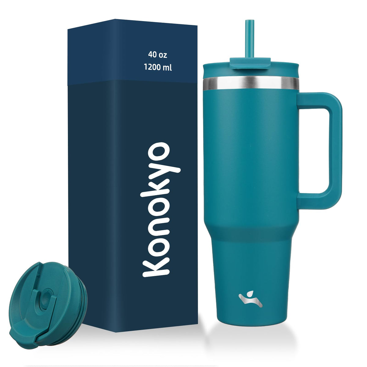 Konokyo 30 oz Insulated Tumbler Water Bottle with Handle, Straw Lid