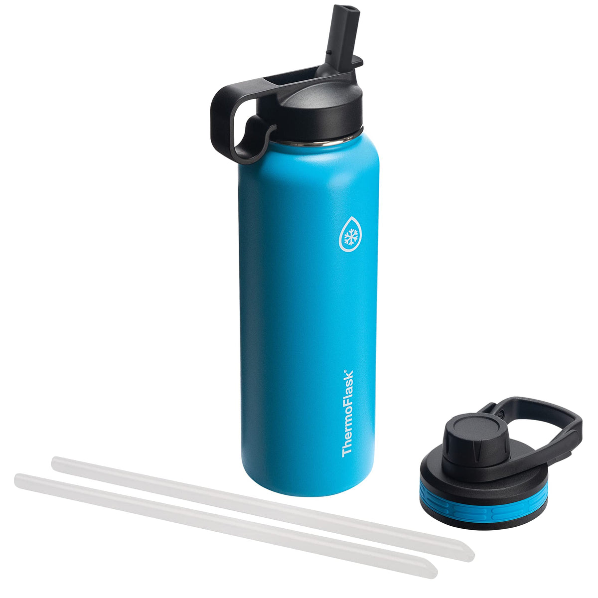 ThermoFlask 24 oz Double Wall Vacuum Insulated Stainless Steel Water Bottle - Reusable with Leakproof Chug & Straw Lids - Keeps Drinks Cold 24 hr/Hot 12 hr - Easy Maintenance - Gym/On-the-Go, Plum