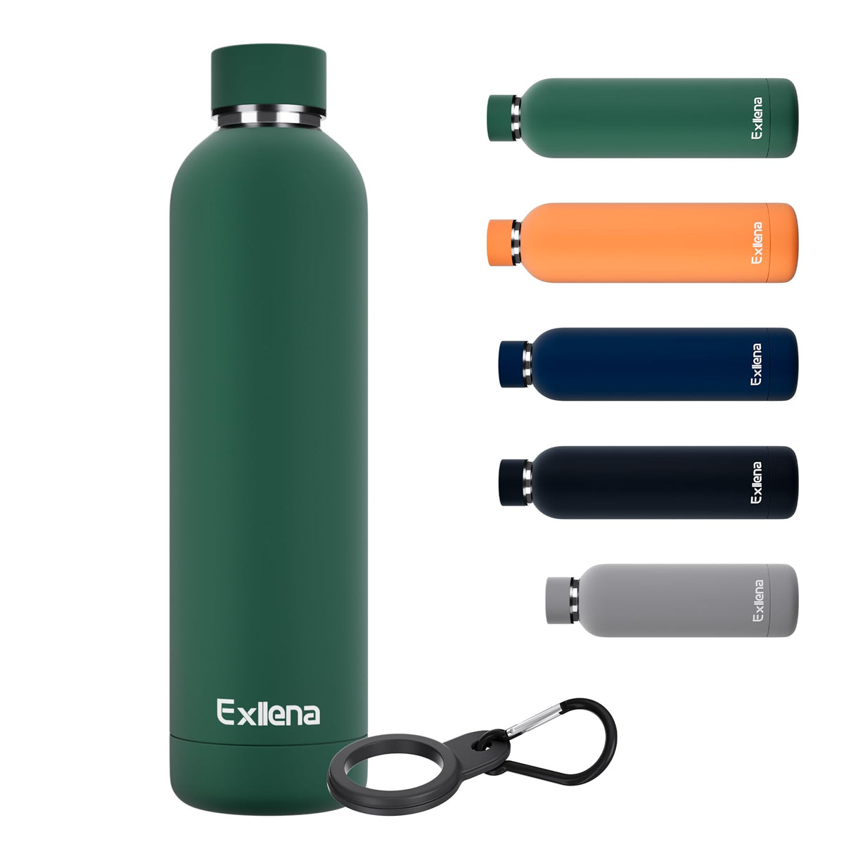 Exllena Small Water Bottle 12oz with Clip, Double Wall Stainless Steel Vacuum Small Insulated Water Bottle Keeps Drinks Cold 24 Hrs/Hot 12 Hrs for Kids Handbag School BPA Free (Mint)