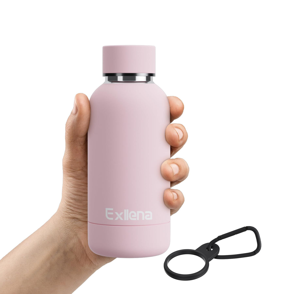 Exllena Small Water Bottle 12oz with Clip, Double Wall Stainless Steel Vacuum Small Insulated Water Bottle Keeps Drinks Cold 24 Hrs/Hot 12 Hrs for Kids Handbag School BPA Free (Mint)