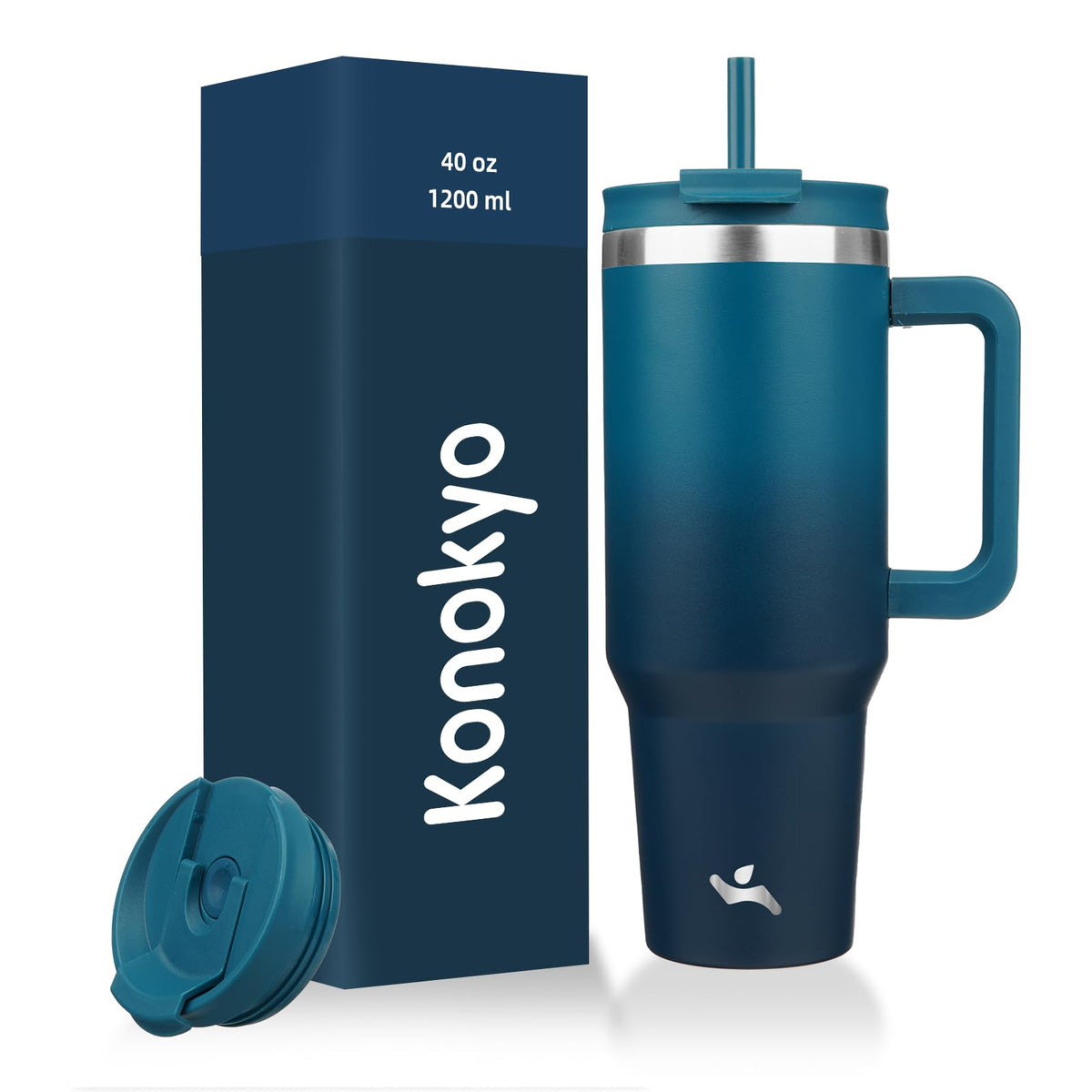 Konokyo 30 oz Insulated Tumbler Water Bottle with Handle, Straw Lid