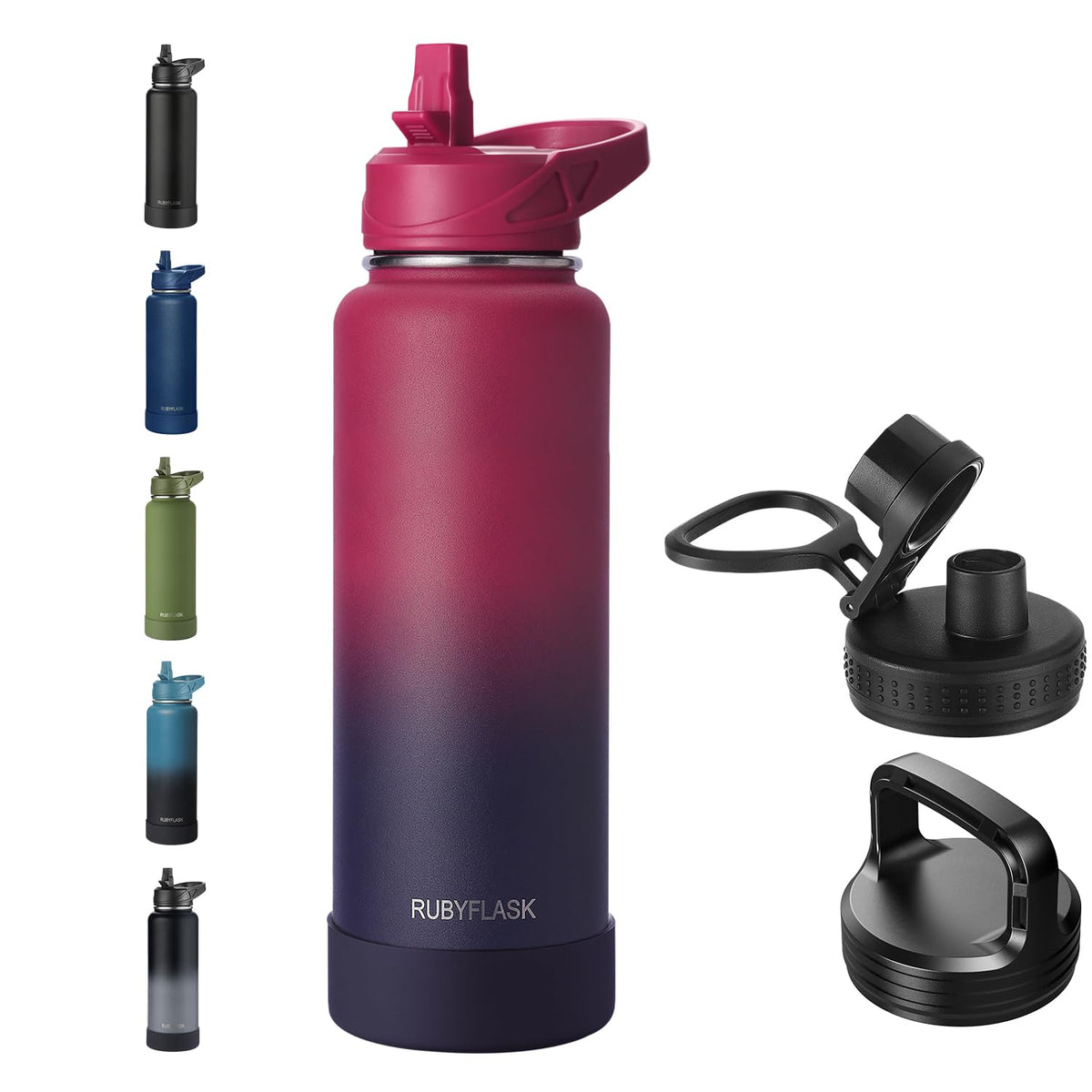 RUBYFLASK 32 oz Insulated Stainless Steel Water Bottle with Straw