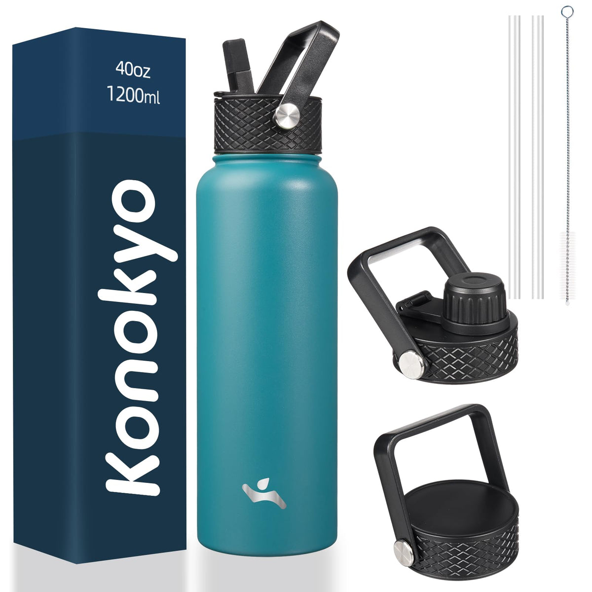 Konokyo 22 oz Insulated Stainless Steel Water Bottle with Straw Lid