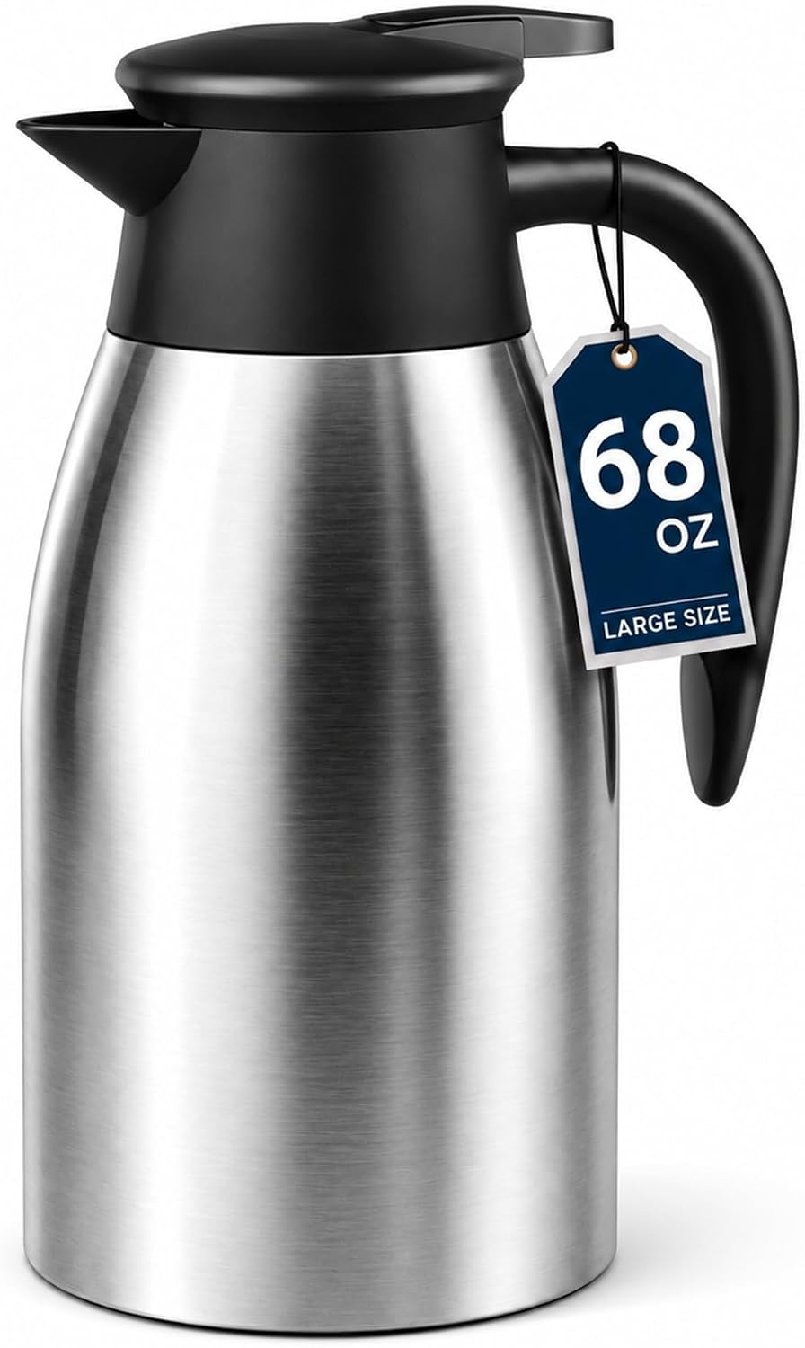 Thermal Coffee Carafe for Keeping Hot – 68OZ Insulated Camping Coffee Pot
