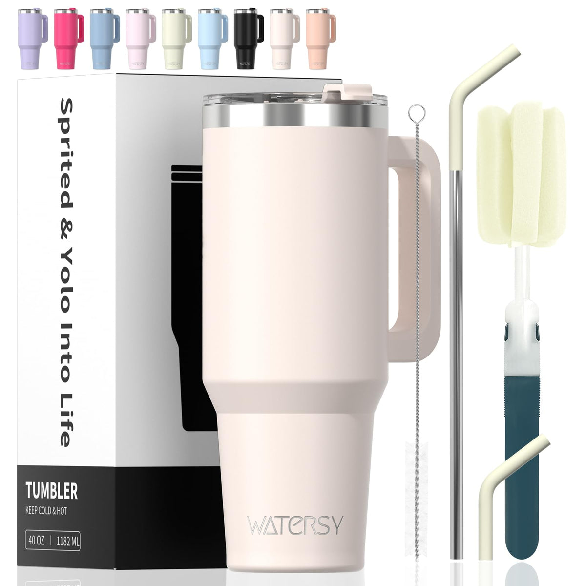 40 oz Tumbler with Handle,Tumbler with Lid and Straw,Double Wall Insulated Cup Stainless Steel Travel Mug(Cold for 34 Hours),Water Bottle for Iced Tea,Coffee,Cold Beverages(Purple)
