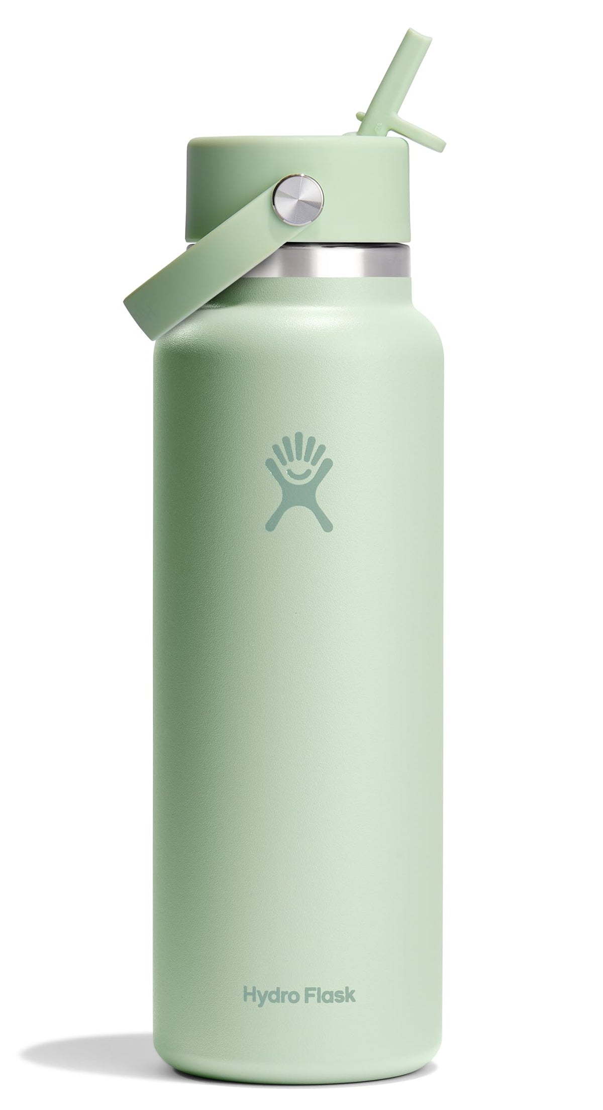 Hydro Flask Water Bottle - Insulated Stainless Steel - Wide Mouth Flex Straw Lid, Non Spill, Leakproof and Refillable in 32 Oz Botanical Bliss Agave