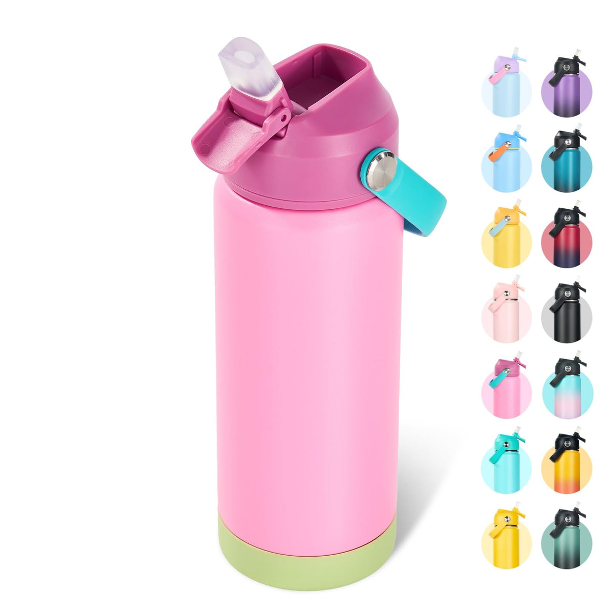 Fijinhom 24oz Insulated Stainless Steel Water Bottle, Wide Mouth Double Wall Vacuum, Silicone Straw, Sweat & Leak Proof, BPA Free Insulated Water Flask for Travel, Keep Cold 24h Hot 12h, Black