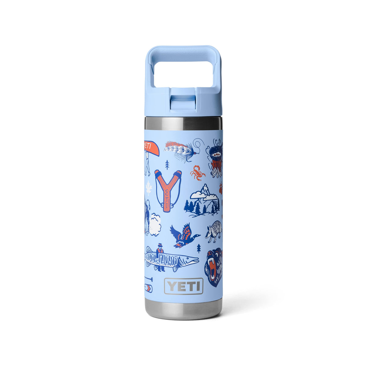 YETI Rambler 18 oz Bottle, Vacuum Insulated, Stainless Steel with Straw Cap, Navy