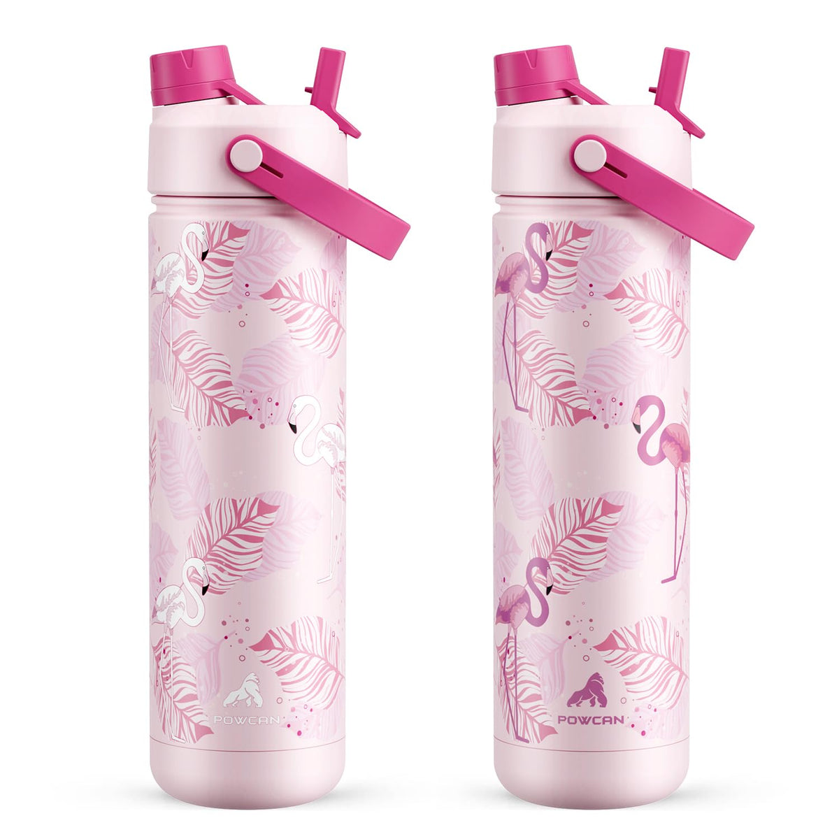POWCAN 26 oz Insulated Water Bottle with 2-in-1 Straw and Spout Lid, Keep Cold 24H, Leak-Proof, Fits in Car Cup Holder, Stainless Steel Water Bottle for Sports, Travel, and School (Cotton Candy)