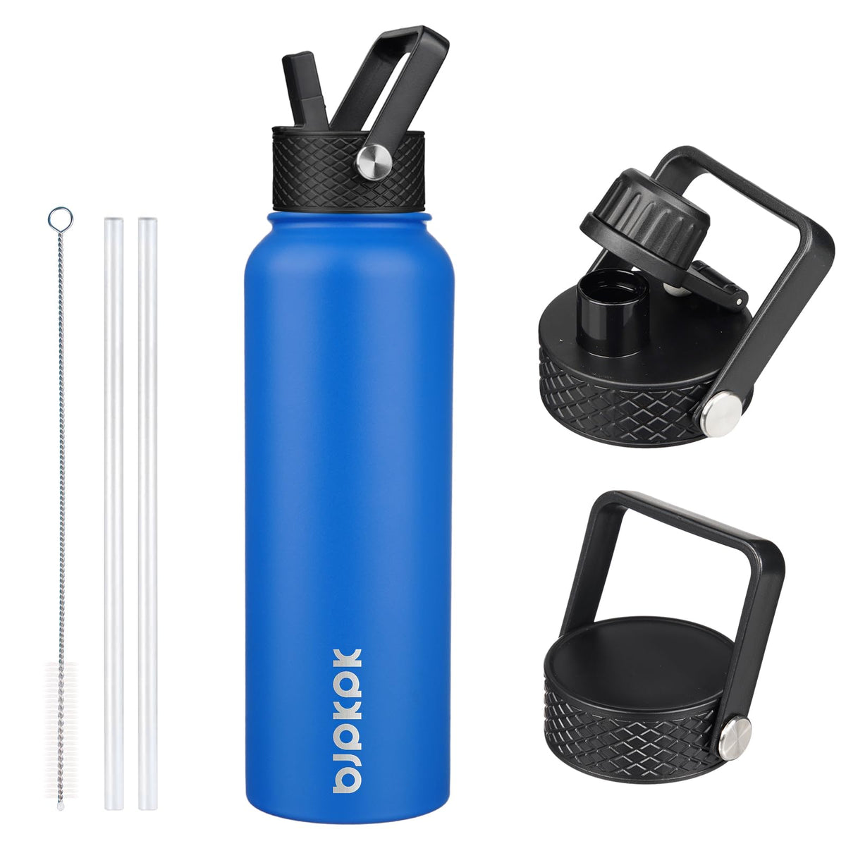 BJPKPK 64oz Insulated Water Bottle, Half Gallon Water Jug with Straw Lid
