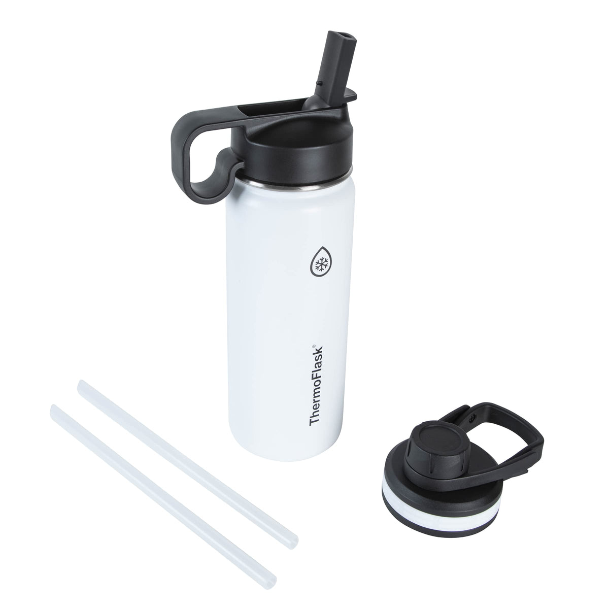 ThermoFlask 24 oz Double Wall Vacuum Insulated Stainless Steel Water Bottle - Reusable with Leakproof Chug & Straw Lids - Keeps Drinks Cold 24 hr/Hot 12 hr - Easy Maintenance - Gym/On-the-Go, Plum