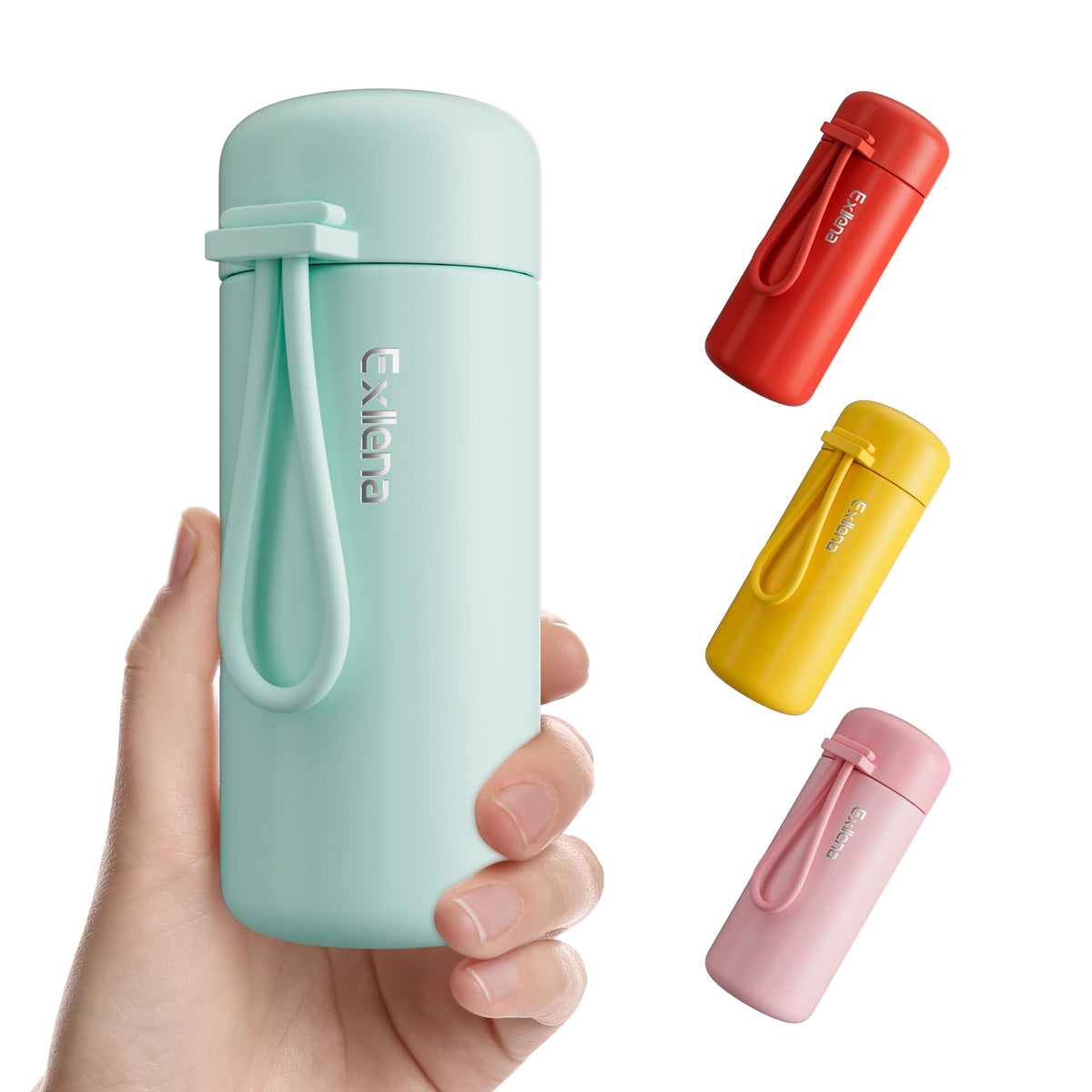 Exllena Mini Water Bottle 5oz, This is A EXTRA MINI Flask! Small Insulated Water Bottle for Hot&Cold Drinks, Water Bottle Purse with Carry Handle - 100% Leakproof Perfect for Travel...(Mint)