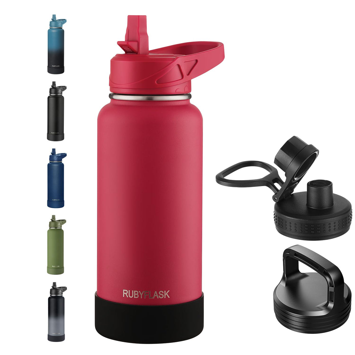RUBYFLASK 32 oz Insulated Stainless Steel Water Bottle with Straw