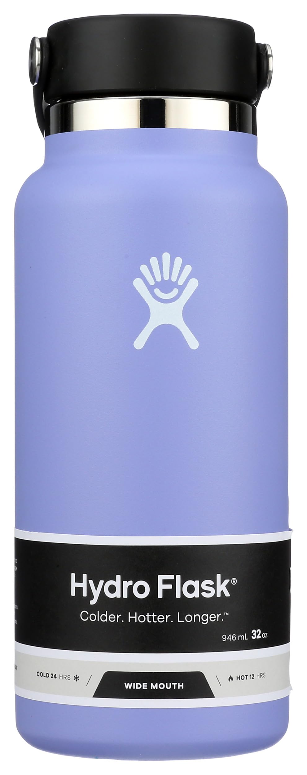 Hydro Flask Water Bottle - Insulated Stainless Steel - Wide Mouth Flex Lid, Non Spill, Leakproof and Refillable in 20 Oz Harbor Blue