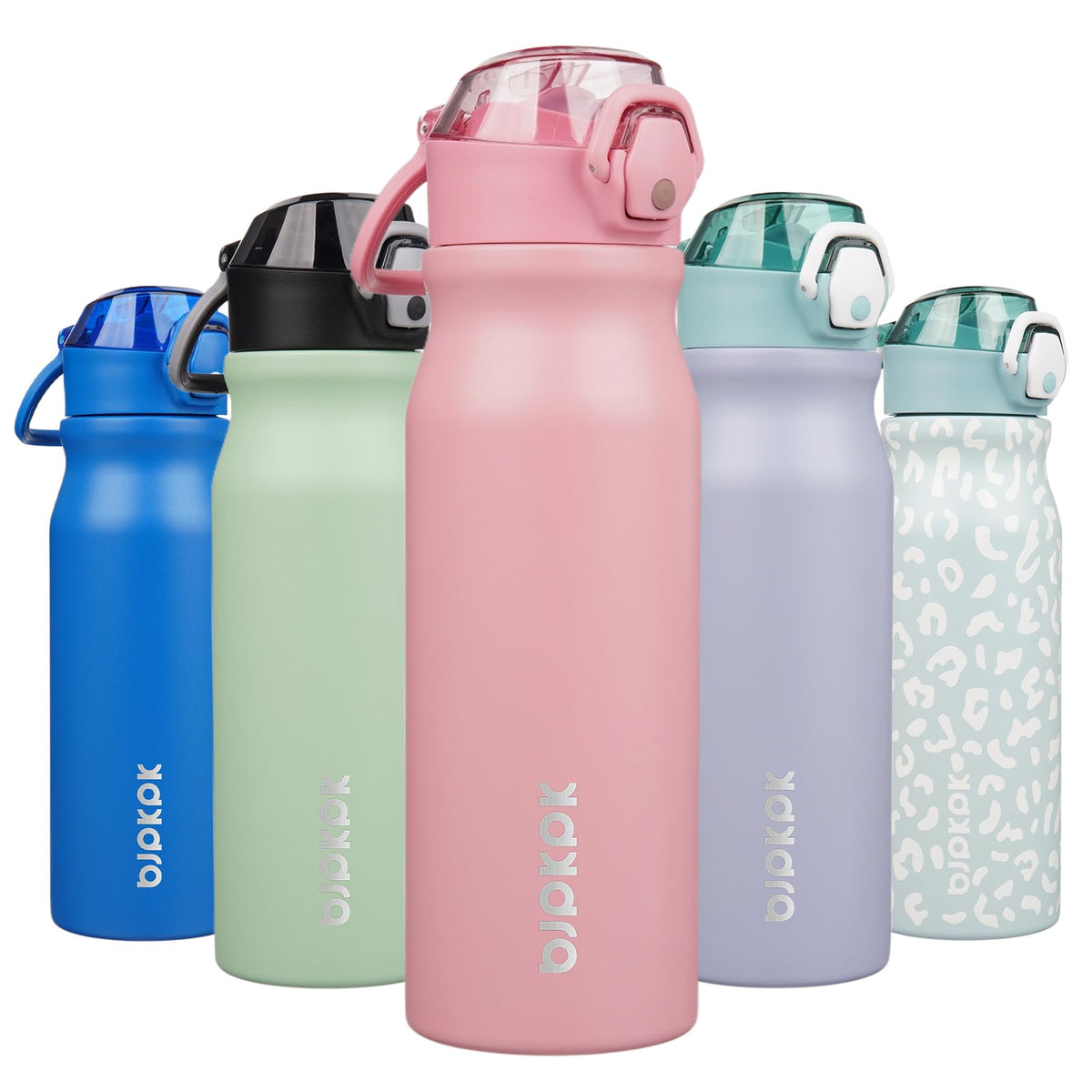 BJPKPK 18 oz Water Bottle with Straw & Handle, Insulated Stainless Flask