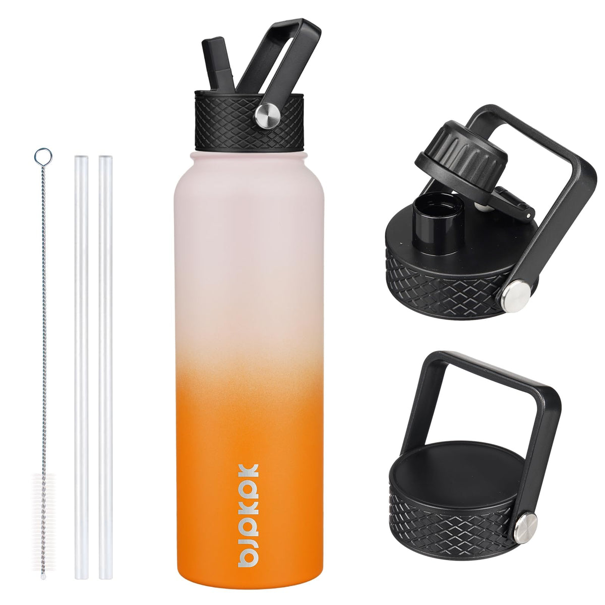BJPKPK 64oz Insulated Water Bottle, Half Gallon Water Jug with Straw Lid