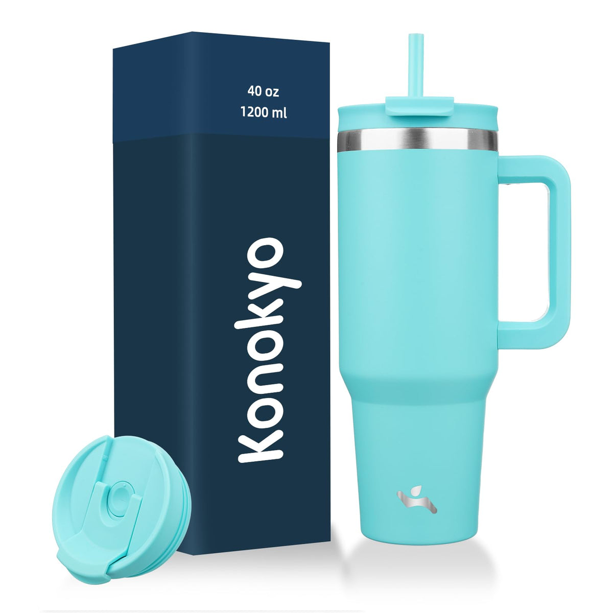 Konokyo 40 oz Insulated Tumbler Water Bottle with Handle, Straw Lid