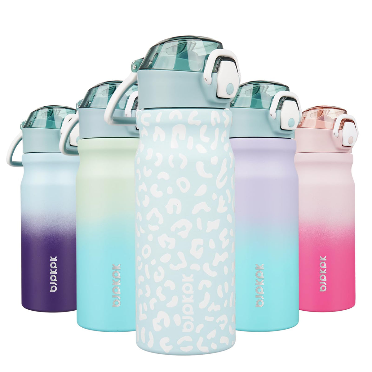 BJPKPK 18 oz Water Bottle with Straw & Handle, Insulated Stainless Flask