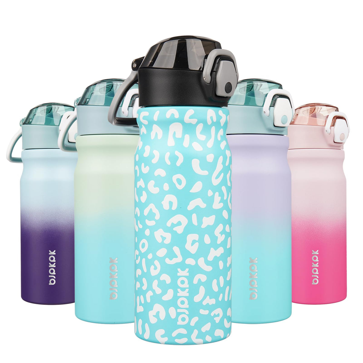 BJPKPK 18 oz Water Bottle with Straw & Handle, Insulated Stainless Flask