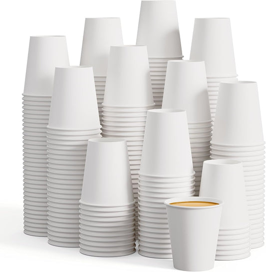 LITOPAK 400 Pack 8 oz Paper Cups, White Disposable Coffee Cups