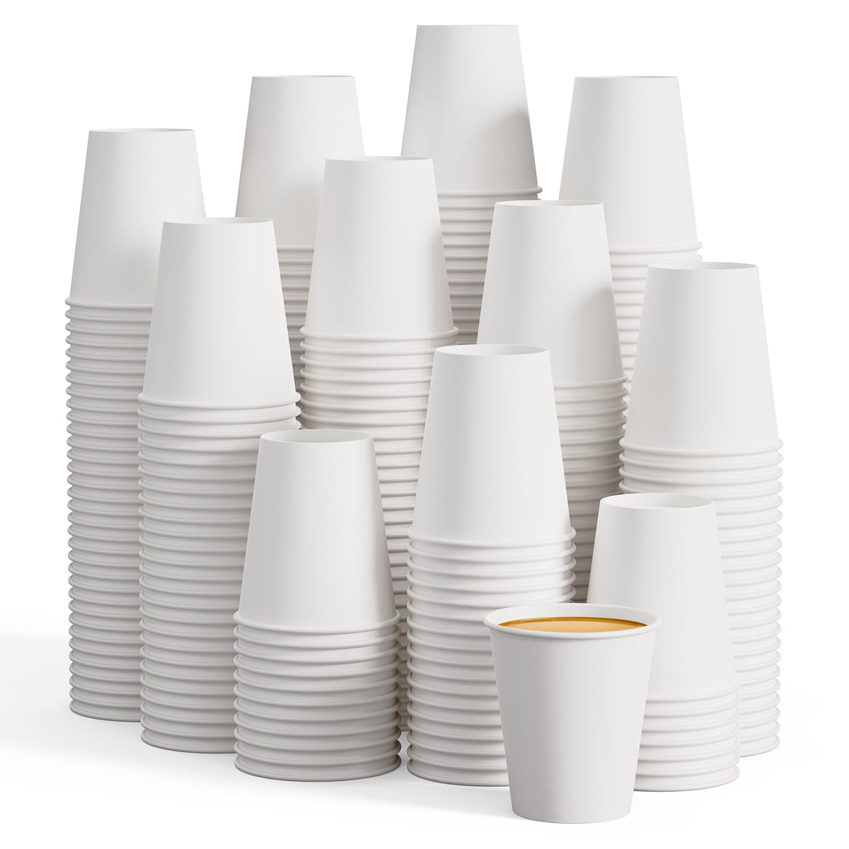 LITOPAK 400 Pack 8 oz Paper Cups, White Disposable Coffee Cups
