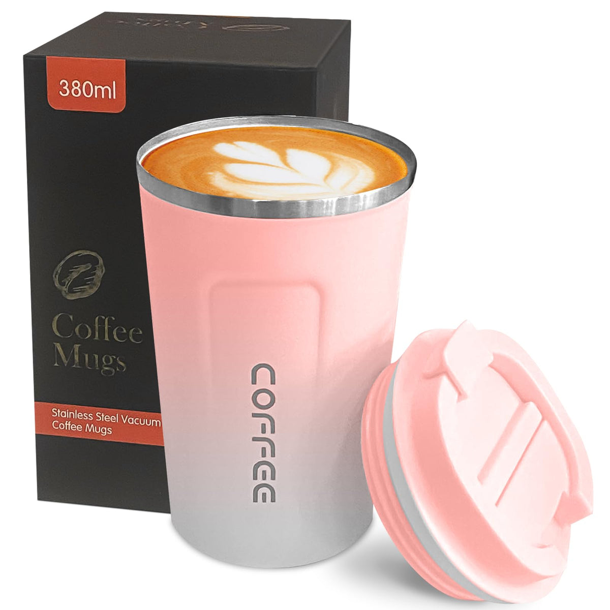 Insulated Travel Coffee Mug, Stainless Steel Coffee Cup with Leakproof Lid