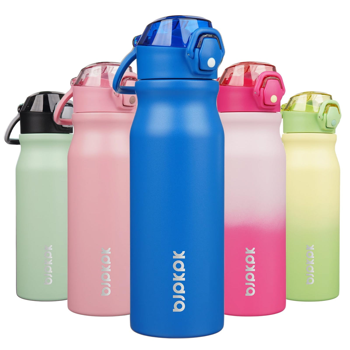 BJPKPK 18 oz Water Bottle with Straw & Handle, Insulated Stainless Flask