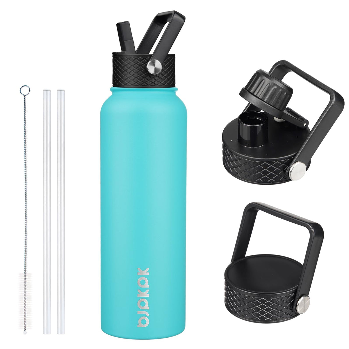 BJPKPK 64oz Insulated Water Bottle, Half Gallon Water Jug with Straw Lid
