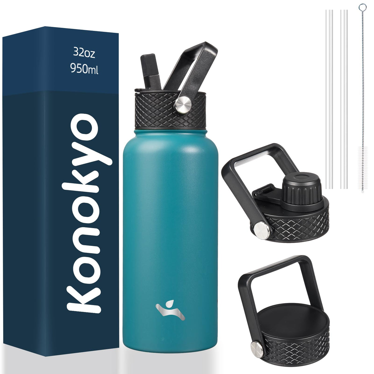 Konokyo 22 oz Insulated Stainless Steel Water Bottle with Straw Lid