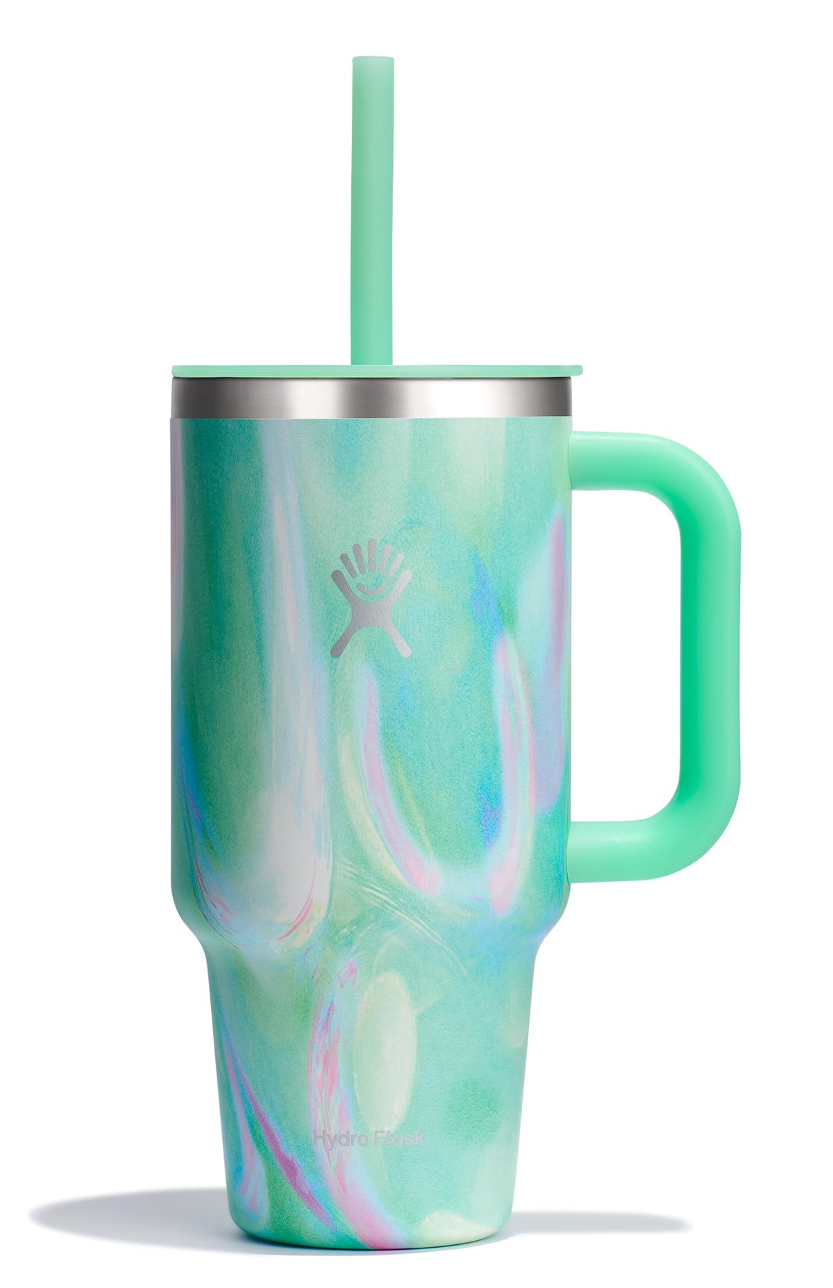 Hydro Flask Travel Tumbler with Handle, Lid and Straw - Insulated Stainless Steel in 40 Oz Trillium