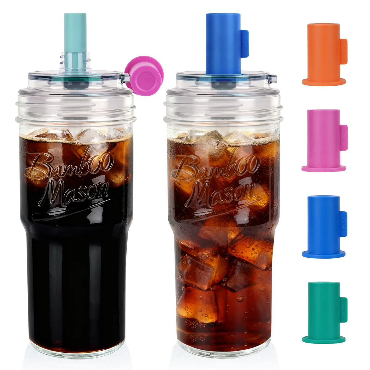CAP CUP Upgraded 24oz Glass Cup with Leak-Proof Lid & Straw Perfect For Coffee, Smoothies, Juice & Cocktails