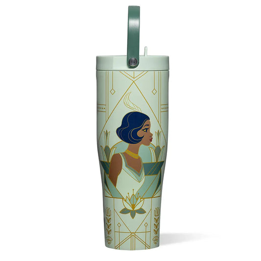 Disney Princess 30oz Leakproof Portable Travel Tumbler - BPA-Free Unisex Adults Reusable Drinkware, Tuckaway Spout, Silicone Flexible Handle, Princess Art, Outdoor Mountain Hiking Kitchenware