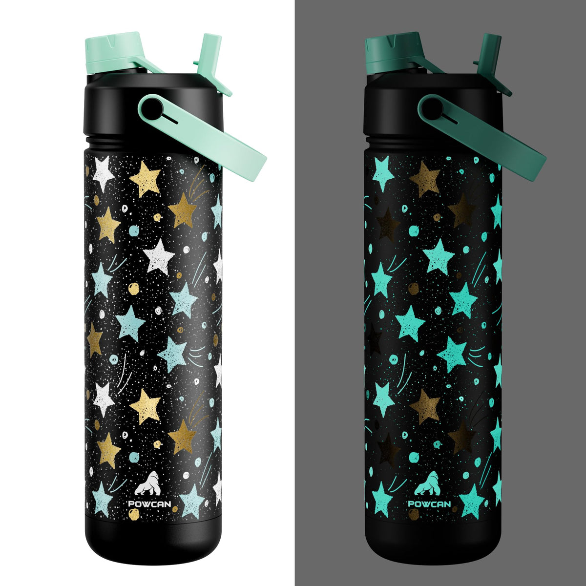 POWCAN 26 oz Insulated Water Bottle with 2-in-1 Straw and Spout Lid, Keep Cold 24H, Leak-Proof, Fits in Car Cup Holder, Stainless Steel Water Bottle for Sports, Travel, and School (Cotton Candy)